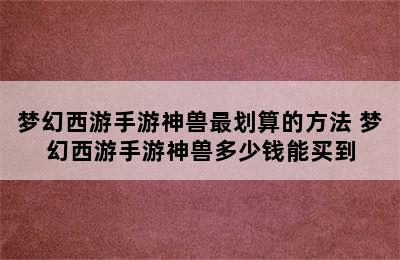 梦幻西游手游神兽最划算的方法 梦幻西游手游神兽多少钱能买到